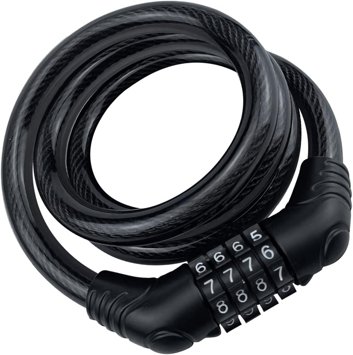 Heybike Lock Cable,4 Digit Resettable Combination Bicycle Cable Lock Coiling Bike Cable Lock, for Bicycle Outdoors