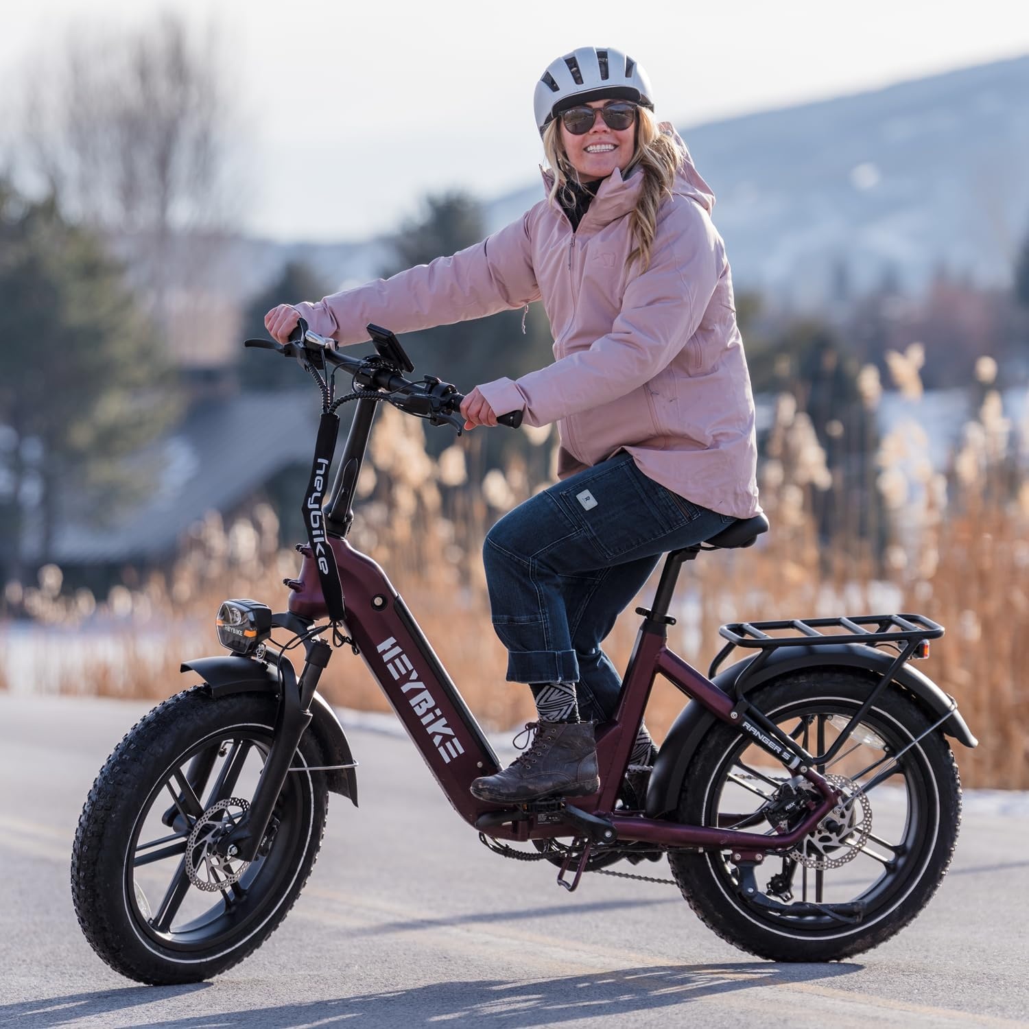 Heybike Ranger S Electric Bike for Adults, Foldable 1400W Peak Motor Ebike, 20″ x 4.0″ Fat Tire Step-Thru Electric Bicycle, 48V 14.4AH Removable Battery Commuter E Bike, 7-Speed Hydraulic Fork