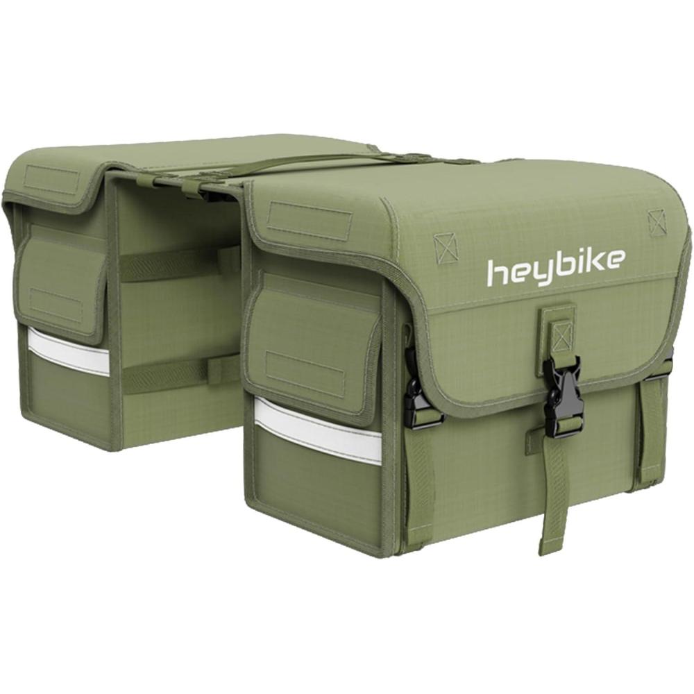 Heybike Bike Saddlebag, Rack Pannier Bag with 2 Large Side Pockets for Electric Bike (Green)