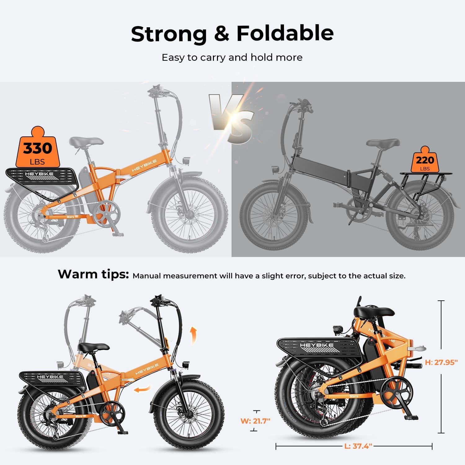 Heybike Electric Bike for Adults, 28mph Electric Mountain Bike, 1200W Peak Motor, up to 50Miles, 480WH Removable Battery Ebike, 27.5″ Tires, 7-Speed & Front Suspension