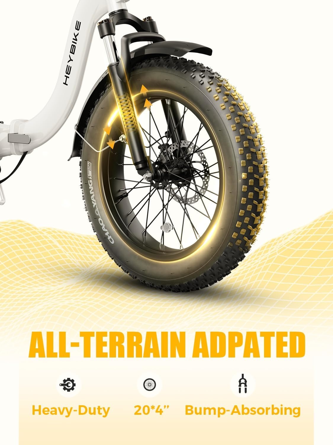 Heybike Ranger 2.0 Folding Electric Bike for Adults, 1400W Peak Motor Ebike(Arctic White)