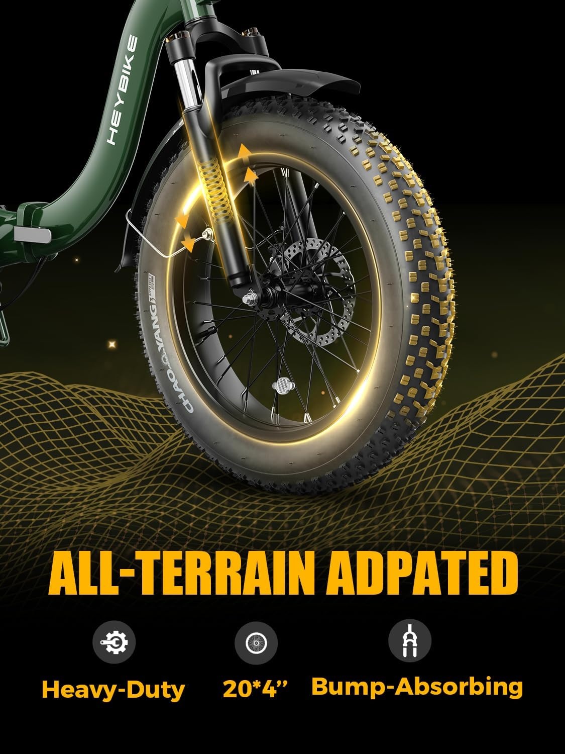 Heybike Ranger 2.0 Folding Electric Bike for Adults, 1400W Peak Motor Ebike(Deep Green)