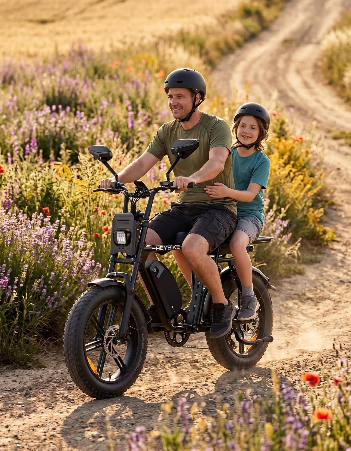 Heybike Saturn Electric Bike for Adults with 1800W Peak, 956.8Wh/1913.6Wh Removable Battery (52V 18.4A), 50/90 Miles, 20″x4.0″ Fat Tire All-Terrain Ebike for Commuting/Off-Road Riding(One Battery with 2 Obsidian)