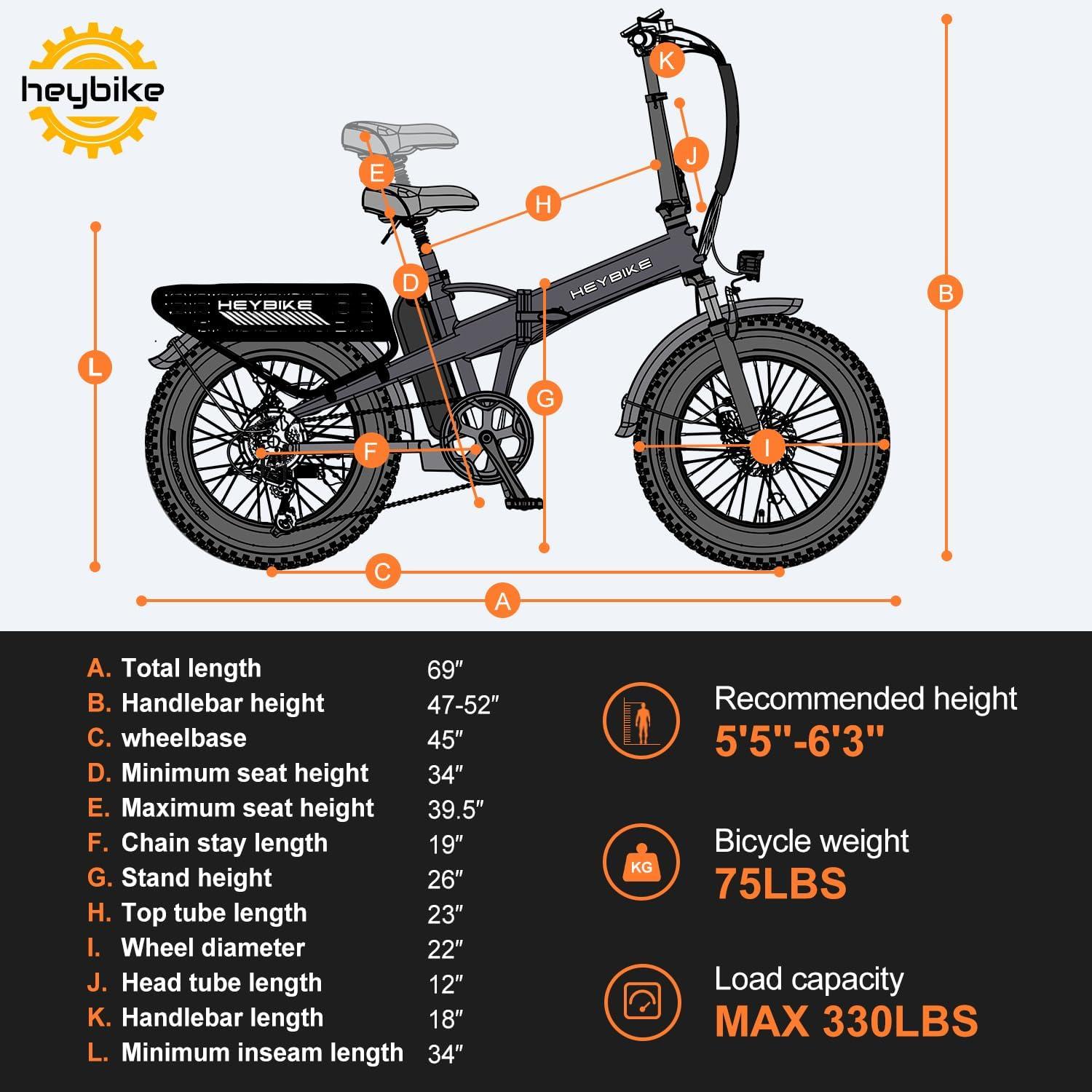 Heybike Ranger 2.0 Electric Bike for Adults, Peak 1500W Motor Ebike, 20 Fat Tire Step-Thru E Bike with 600Wh Removable Battery, Up to 28MPH & 60 Miles, All-Terrain Foldable Electric Bicycles