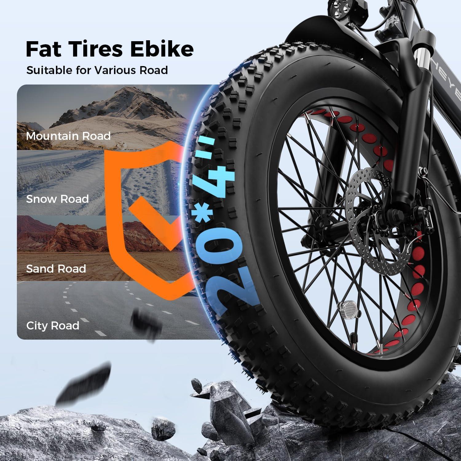 Heybike Mars 2.0/3.0 Foldable Electric Bike, UL2849 Certified, 70+Miles Long Range, 1400W/1800W Peak Motor 32MPH, 624WH Removable Battery, 20″*4 Fat Tire Ebike for Snow, Commute, Full Suspension(Steel Gray+Front Basket)