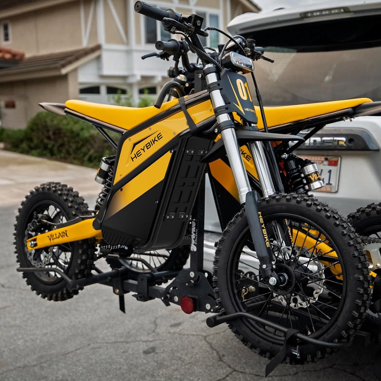Heybike Villain Electric Dirt Bike, 4160W E Dirt Bike with 52V 26AH Battery, 14″/12″ Fat Tire Electric Motorcycle for Teens, Max 45MPH Ebike with Reversing Function(Dirtbike+Scooter; Yellow&Black)(Yellow*2)