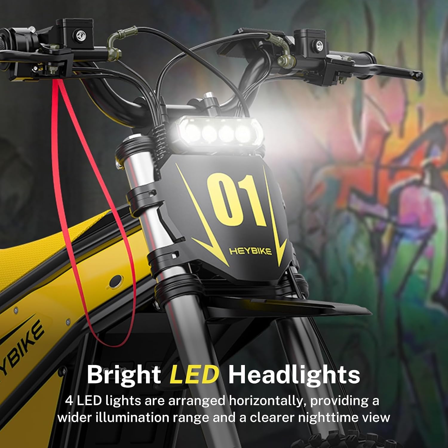 Heybike Villain Electric Dirt Bike with 4160W Motor 1352WH Battery, Up to 50 Miles Range, 14″/12″ Fat Tire Electric Bike with Hydraulic Brakes & Dual Suspension, Off-Road E-Bike(Butter Yellow)