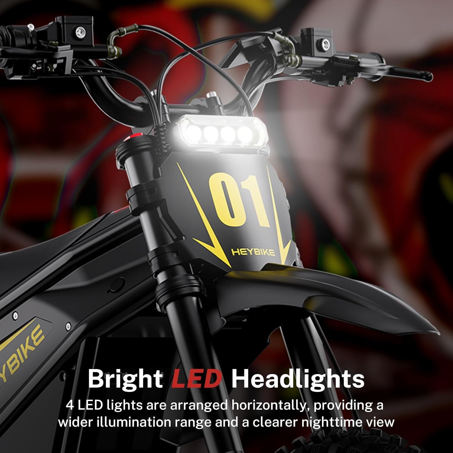 Heybike Villain Electric Dirt Bike with 4160W Motor 1352WH Battery, Up to 50 Miles Range, 14″/12″ Fat Tire Electric Bike with Hydraulic Brakes & Dual Suspension, Off-Road E-Bike(Jet Black)