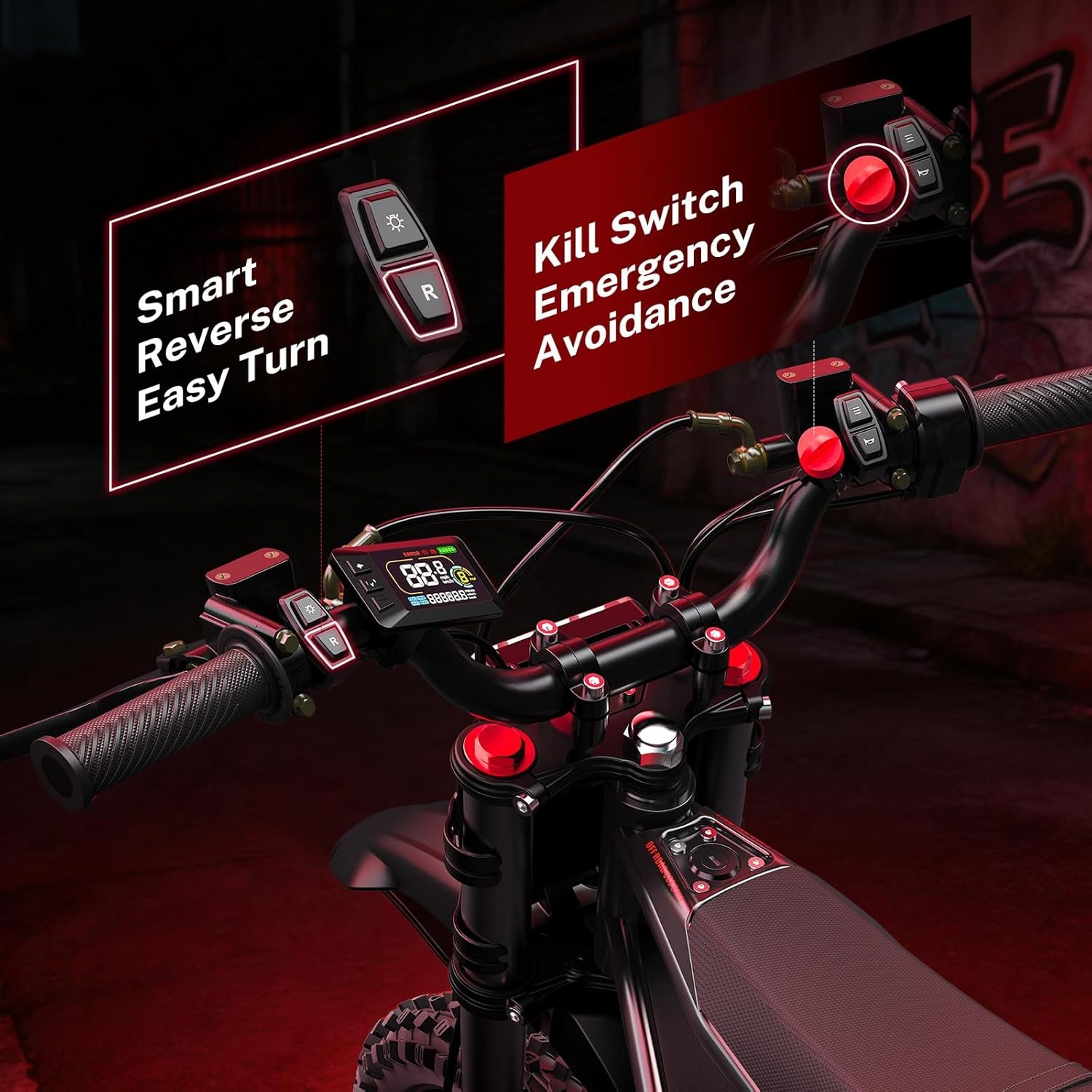 Heybike Villain Electric Dirt Bike with 4160W Motor 1352WH Battery, Up to 50 Miles Range, 14″/12″ Fat Tire Electric Bike with Hydraulic Brakes & Dual Suspension, Off-Road E-Bike(Jet Black)
