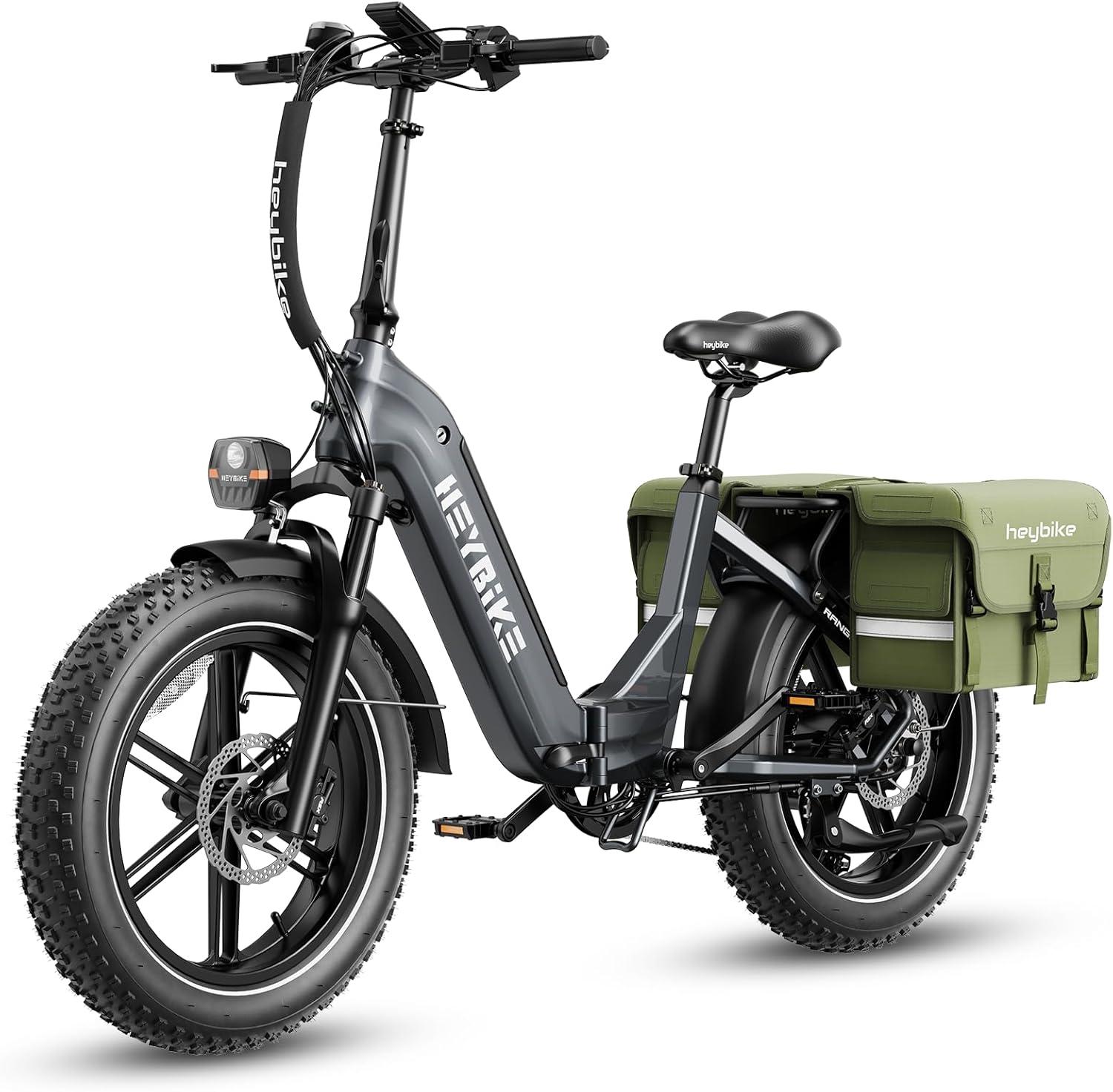 Heybike Electric Bike Rack Pannier Bag, Saddle Bag for Electric Bike Rear Rack, Storage Luggage EBike Accessories for Commuter, Travel, Shopping, Adventure, Green