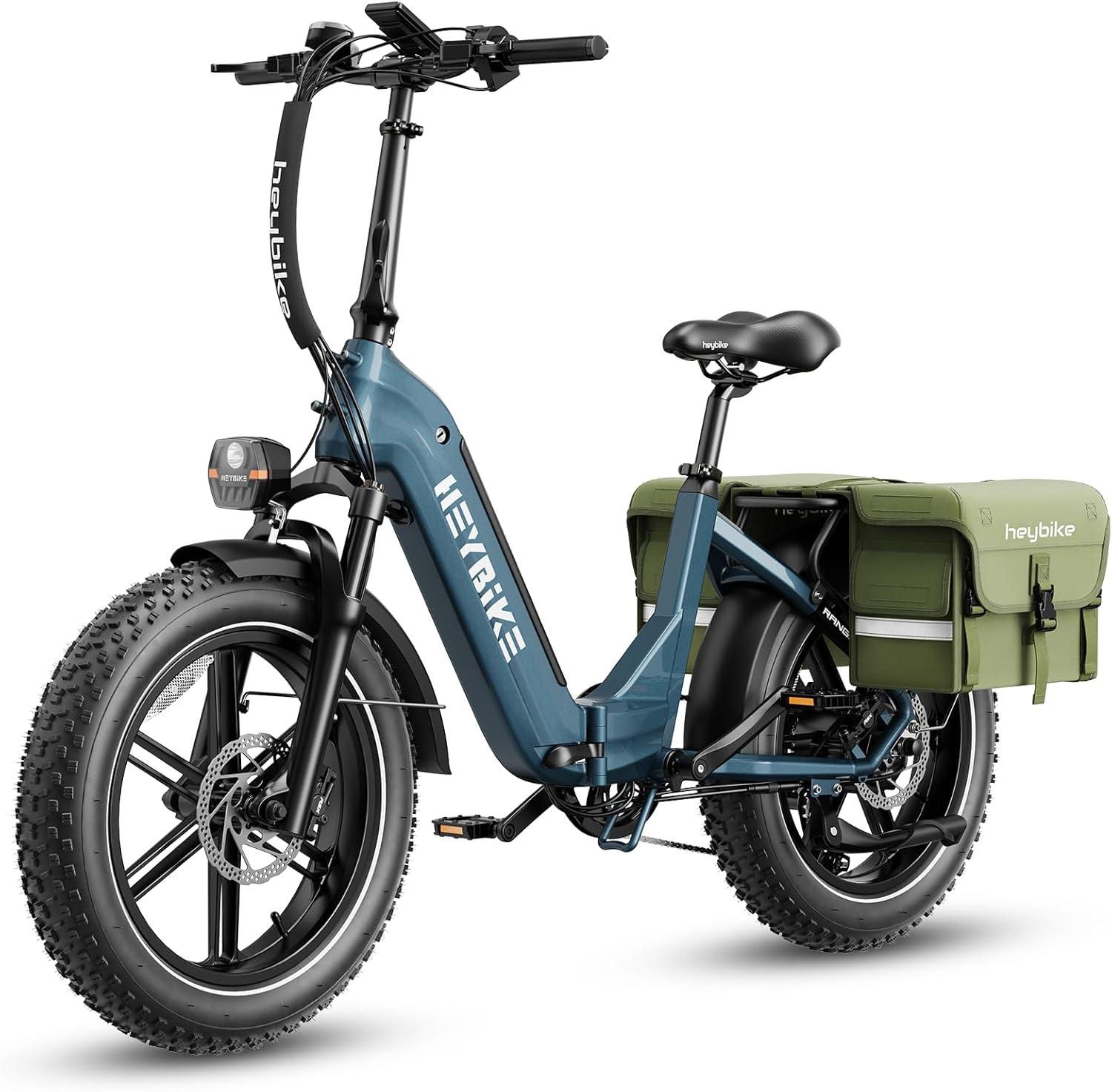 Heybike Electric Bike Rack Pannier Bag, Saddle Bag for Electric Bike Rear Rack, Storage Luggage EBike Accessories for Commuter, Travel, Shopping, Adventure, Green