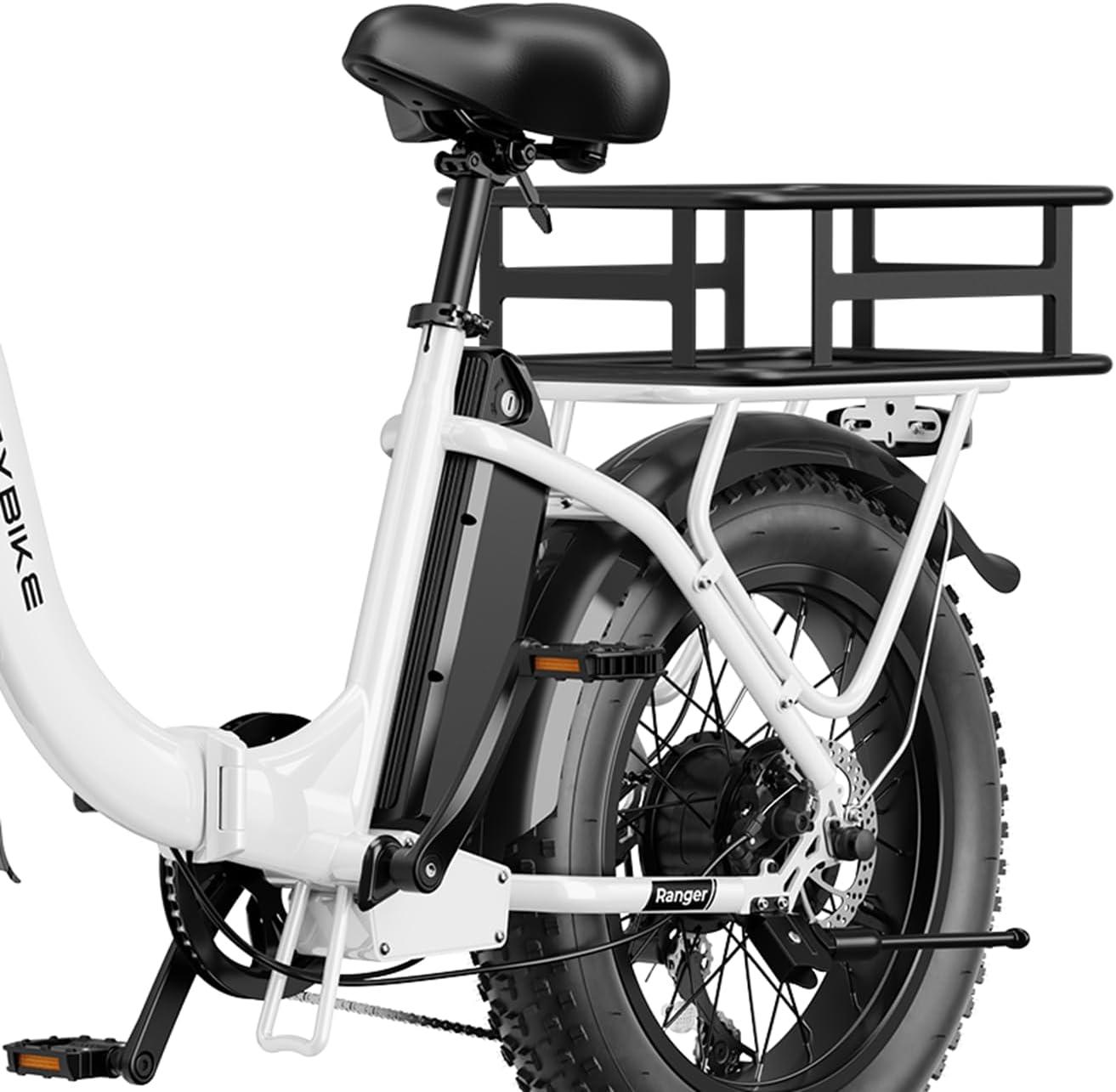 Heybike Electric Bike Front Basket & Rear Basket, Large-Capacity Removable Cargo Rack, Heavy-Duty Metal E-Bike Basket for Adult Ebikes, Groceries, Pets, Shopping, Camping & Commuting(Rear Basket)