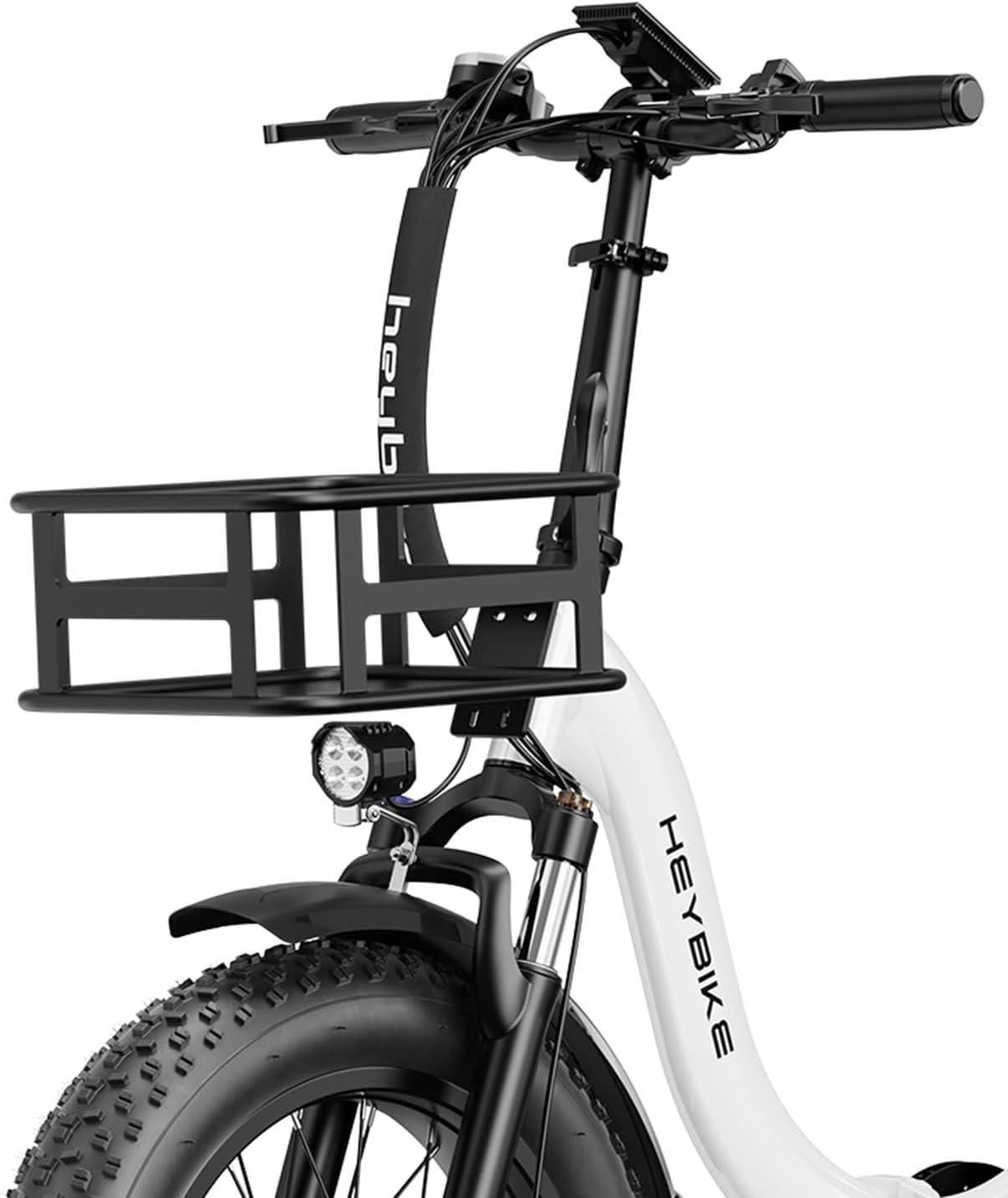 Heybike Electric Bike Front Basket & Rear Basket, Large-Capacity Removable Cargo Rack, Heavy-Duty Metal E-Bike Basket for Adult Ebikes, Groceries, Pets, Shopping, Camping & Commuting(Front Basket)